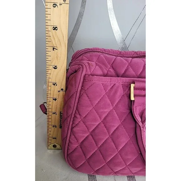 Vera Bradley Pink Quilted Duffel Shoulder Bag Purse Travel Tote Hawthorn Handbag - Picture 9 of 15